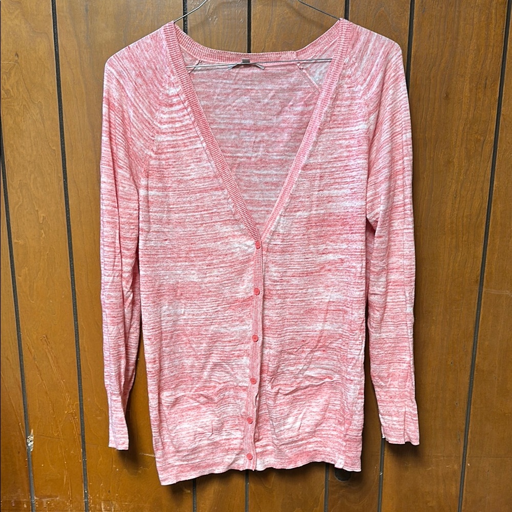 EUC Gap Marled Pink Button-Up Cardigan